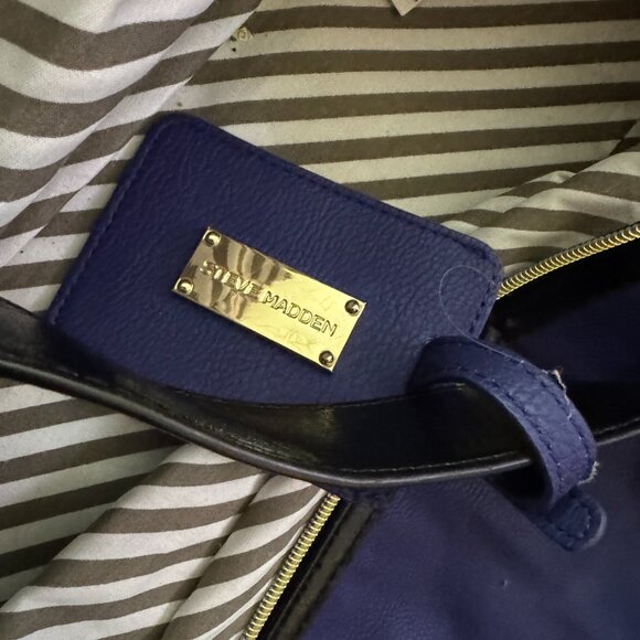 Steve Madden Duffle Bag Travel Overnight Weekender Tote Sports Bl/Bl/Gold with S - Picture 12 of 12